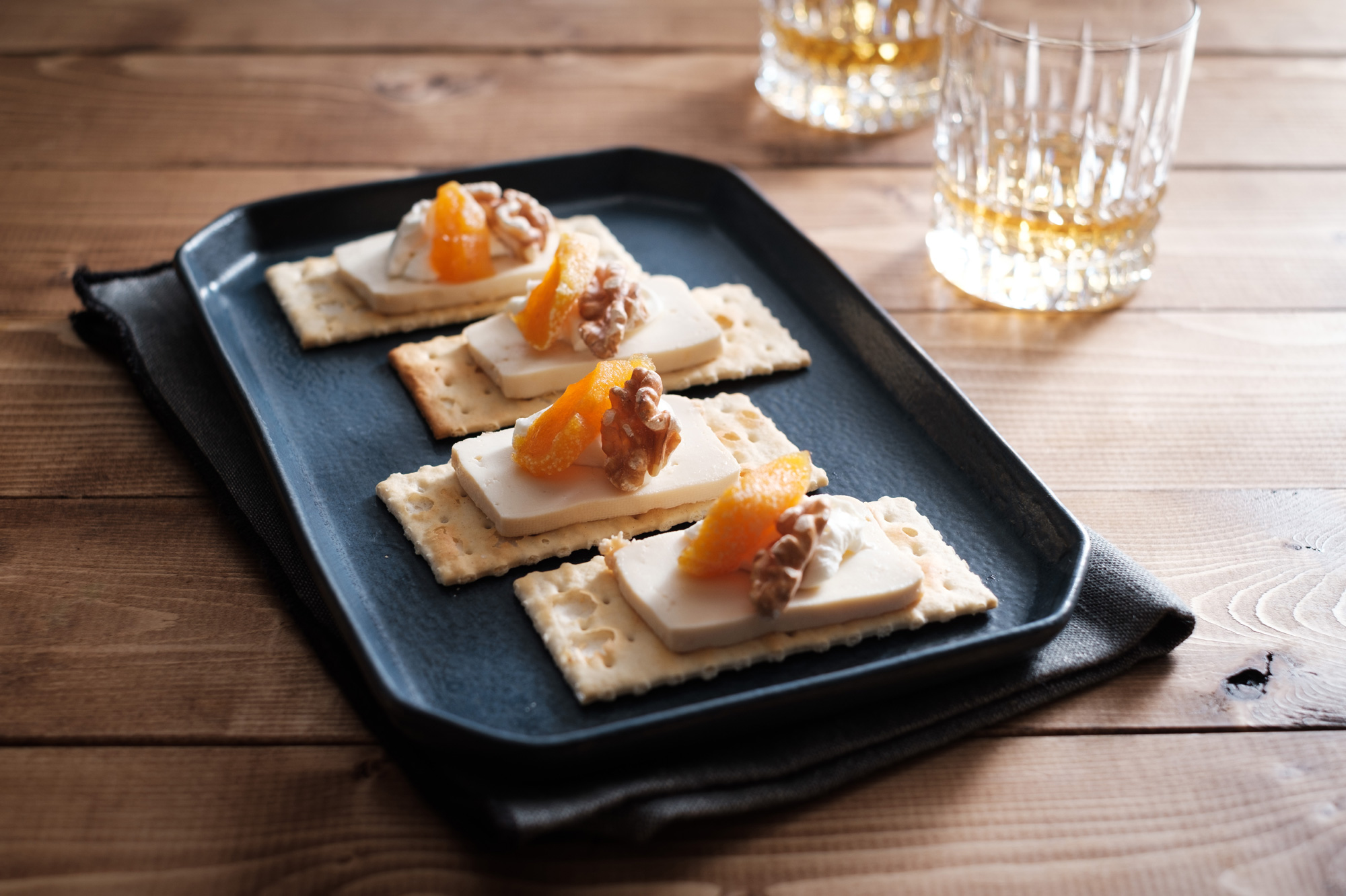 Miso-Marinated Tofu and Anpogaki Canapés
